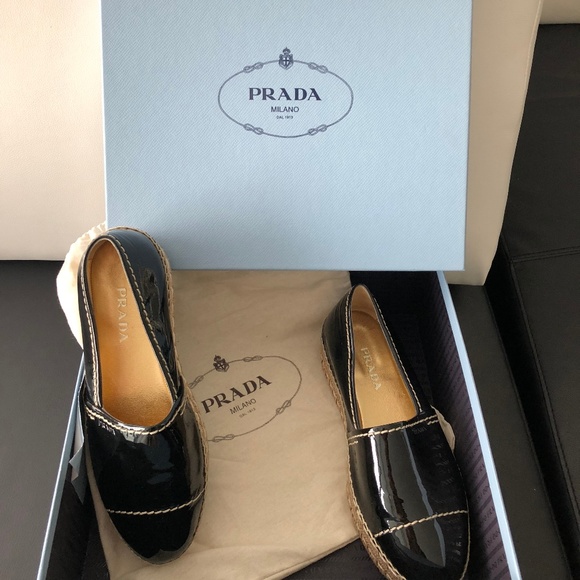 Original PRADA Leather Platform Espadrilles - Picture 1 of 7